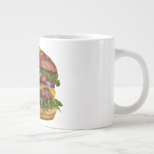 SlipperyJoe's overdonderende gestapelde hamburger  Grote Koffiekop