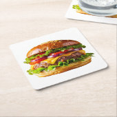 SlipperyJoe's overdonderende gestapelde hamburger  Kartonnen Onderzetters (Schuin)