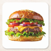 SlipperyJoe's overdonderende gestapelde hamburger  Kartonnen Onderzetters (Voorkant)