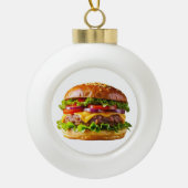 SlipperyJoe's overdonderende gestapelde hamburger  Keramische Bal Ornament (Voorkant)