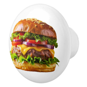 SlipperyJoe's overdonderende gestapelde hamburger Keramische Knop