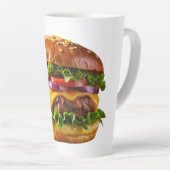 SlipperyJoe's overdonderende gestapelde hamburger Latte Mok (Rechterhoek)