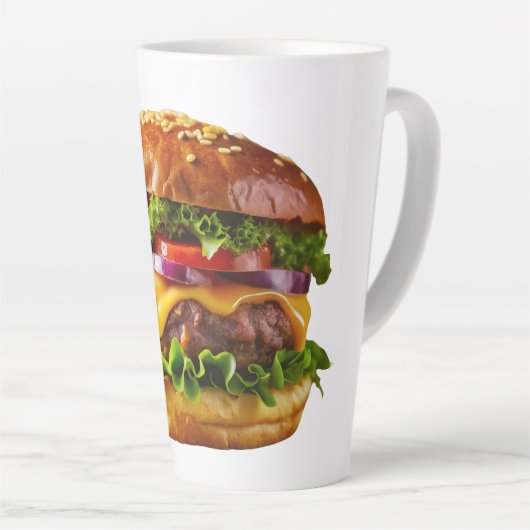 SlipperyJoe's overdonderende gestapelde hamburger  Latte Mok (Rechterhoek)