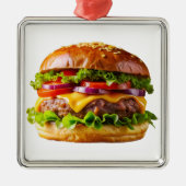 SlipperyJoe's overdonderende gestapelde hamburger  Metalen Ornament (Voorkant)