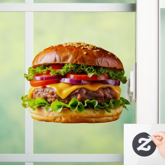 SlipperyJoe's overdonderende gestapelde hamburger Raamsticker (Huis)