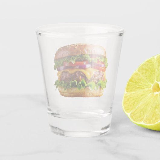 SlipperyJoe's overdonderende gestapelde hamburger  Shot Glas (Achterkant)