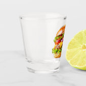 SlipperyJoe's overdonderende gestapelde hamburger  Shot Glas (Links)