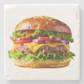 SlipperyJoe's overdonderende gestapelde hamburger Stenen Onderzetter (Voorkant)
