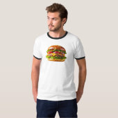 SlipperyJoe's overdonderende gestapelde hamburger T-shirt (Voorkant volledig)