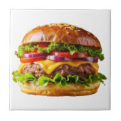 SlipperyJoe's overdonderende gestapelde hamburger  Tegeltje (Voorkant)