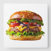 SlipperyJoe's overdonderende gestapelde hamburger  Vierkante Klok (Voorkant)