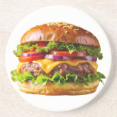 SlipperyJoe's overdonderende gestapelde hamburger Zandsteen Onderzetter (Voorkant)