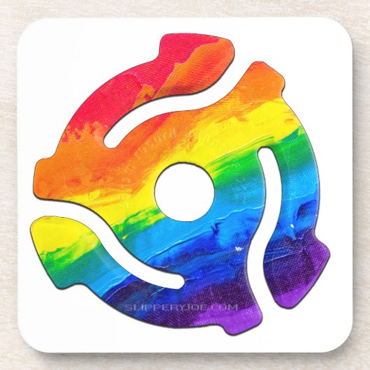 SlipperyJoe's plastic 45 RPM-recordadaptervibran Bier Onderzetter (Voorkant)