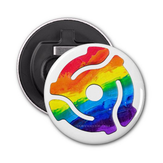 SlipperyJoe's plastic 45 RPM-recordadaptervibran Button Flesopener (Voorkant)