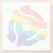 SlipperyJoe's plastic 45 RPM-recordadaptervibran Glazen Onderzetter (Achterkant)