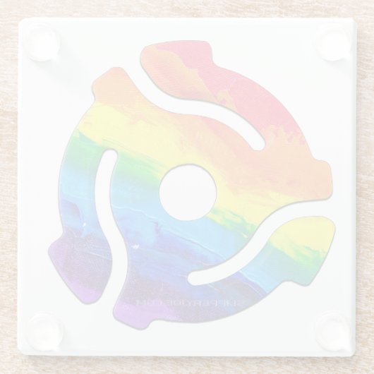 SlipperyJoe's plastic 45 RPM-recordadaptervibran Glazen Onderzetter (Achterkant)