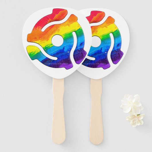 SlipperyJoe's plastic 45 RPM-recordadaptervibran Handwaaier (Voorkant en achterkant)