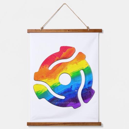 SlipperyJoe's plastic 45 RPM-recordadaptervibran Hangend Wandkleed (Voorkant)