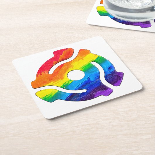 SlipperyJoe's plastic 45 RPM-recordadaptervibran Kartonnen Onderzetters (Schuin)