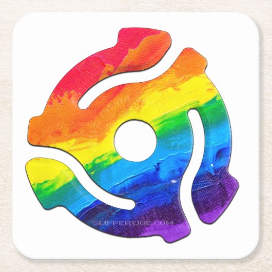 SlipperyJoe's plastic 45 RPM-recordadaptervibran Kartonnen Onderzetters (Voorkant)