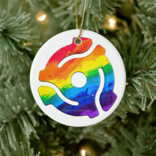 SlipperyJoe's plastic 45 RPM-recordadaptervibran Keramisch Ornament