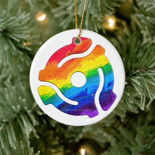 SlipperyJoe's plastic 45 RPM-recordadaptervibran Keramisch Ornament (Boom)