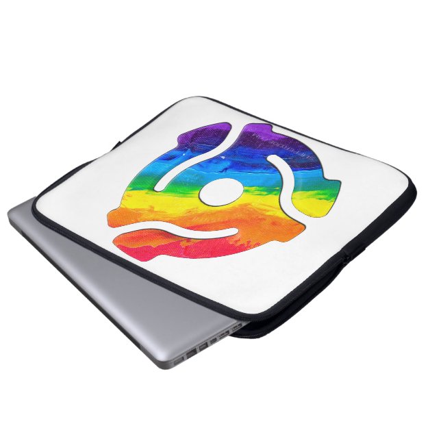 SlipperyJoe's plastic 45 RPM-recordadaptervibran Laptop Sleeve (Voorkant onderkant)