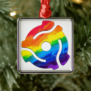 SlipperyJoe's plastic 45 RPM-recordadaptervibran Metalen Ornament