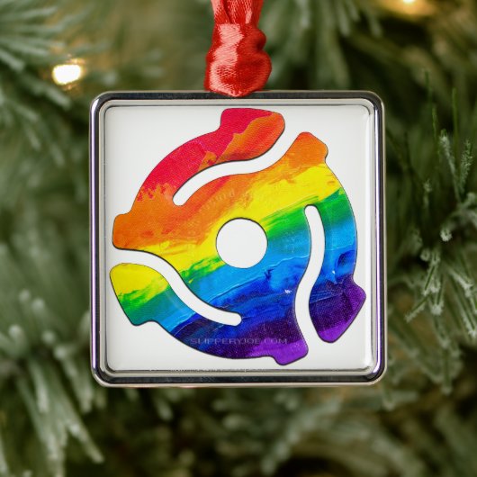 SlipperyJoe's plastic 45 RPM-recordadaptervibran Metalen Ornament (Boom)