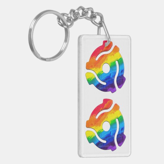 SlipperyJoe's plastic 45 RPM-recordadaptervibran Sleutelhanger (Voorkant Links)