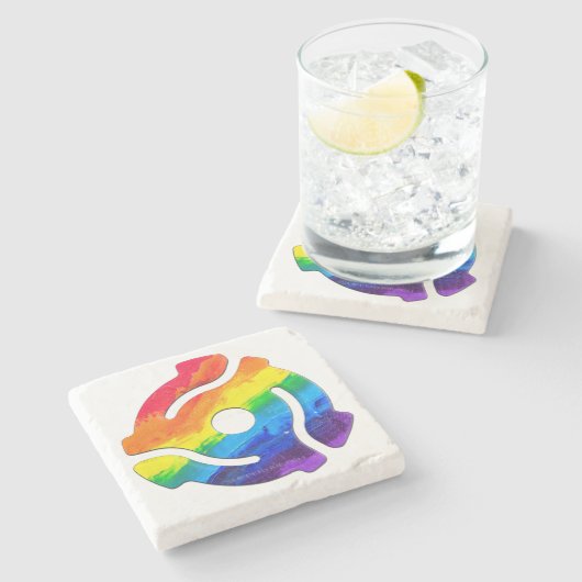 SlipperyJoe's plastic 45 RPM-recordadaptervibran Stenen Onderzetter (Zijkant)