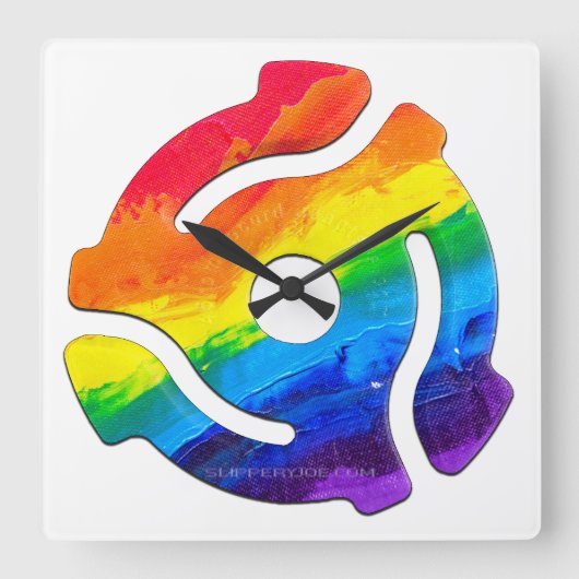 SlipperyJoe's plastic 45 RPM-recordadaptervibran Vierkante Klok (Voorkant)