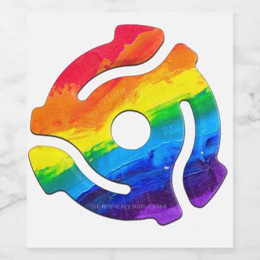 SlipperyJoe's plastic 45 RPM-recordadaptervibran Wijn Etiket (Enkel label)