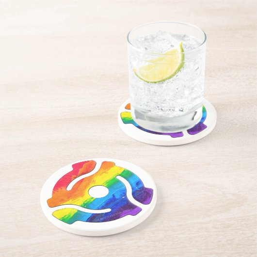 SlipperyJoe's plastic 45 RPM-recordadaptervibran Zandsteen Onderzetter (Zijkant)