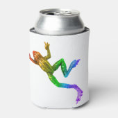 SlipperyJoe's Pride Frog beeldje Levendige kleuren Blikjeskoeler (Blikje Voorkant)