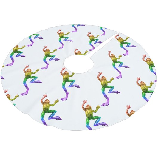 SlipperyJoe's Pride Frog beeldje Levendige kleuren Kerstboom Rok (Gekanteld)