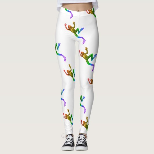 SlipperyJoe's Pride Frog beeldje Levendige kleuren Leggings (Voorkant)