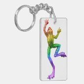 SlipperyJoe's Pride Frog beeldje Levendige kleuren Sleutelhanger (Voorkant Links)