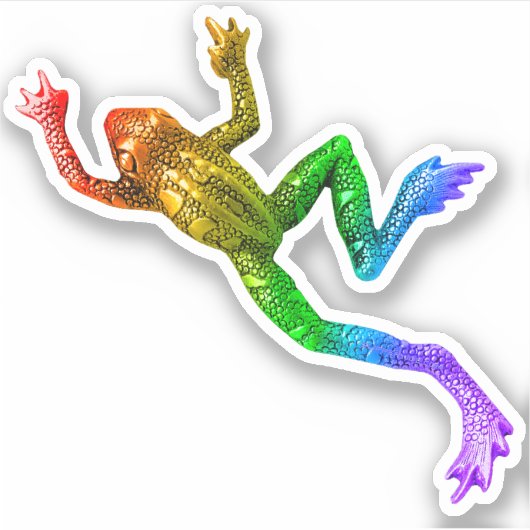SlipperyJoe's Pride Frog beeldje Levendige kleuren Sticker (Voorkant)