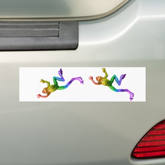 SlipperyJoe's Pride Frog dierenkruipende regenboog Bumpersticker (Op auto)