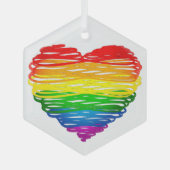 SlipperyJoe's Pride Hart Krabbels hartvorm  Glas Ornament (Voorkant)