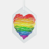 SlipperyJoe's Pride Hart Krabbels hartvorm  Glas Ornament (Voorkant links)