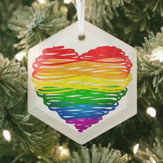 SlipperyJoe's Pride Hart Krabbels hartvorm  Glas Ornament (Insitu)
