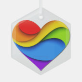 SlipperyJoe's Pride Hart Rondingen hartvorm drie Glas Ornament (Voorkant)