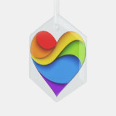 SlipperyJoe's Pride Hart Rondingen hartvorm drie Glas Ornament (Voorkant links)