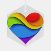 SlipperyJoe's Pride Heart Curves hartvorm drie Glas Ornament (Achterkant)