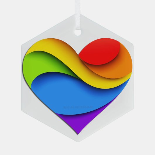 SlipperyJoe's Pride Heart Curves hartvorm drie Glas Ornament (Achterkant)