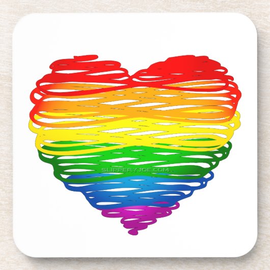 SlipperyJoe's Pride Heart scheurt hartvorm Bier Onderzetter (Voorkant)