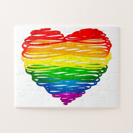 SlipperyJoe's Pride Heart scheurt hartvorm Legpuzzel (Horizontaal)