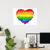 SlipperyJoe's Pride Heart scheurt hartvorm Poster (Thuiskantoor)